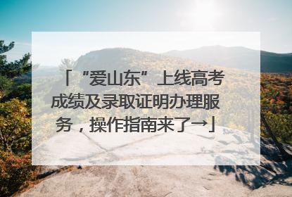 “爱山东”上线高考成绩及录取证明办理服务，操作指南来了→