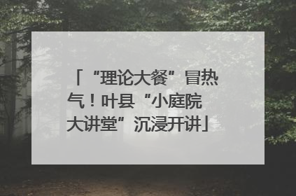 “理论大餐”冒热气！叶县“小庭院 大讲堂”沉浸开讲