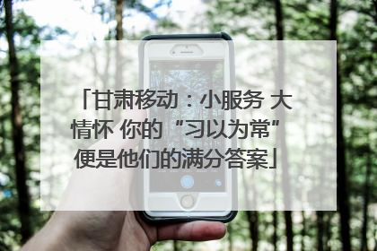 甘肃移动：小服务 大情怀 你的“习以为常”便是他们的满分答案