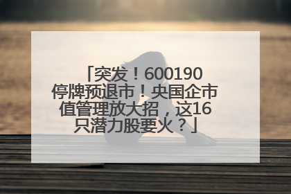 突发！600190停牌预退市！央国企市值管理放大招，这16只潜力股要火？