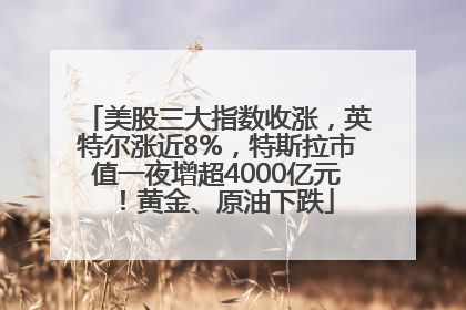 美股三大指数收涨，英特尔涨近8%，特斯拉市值一夜增超4000亿元！黄金、原油下跌