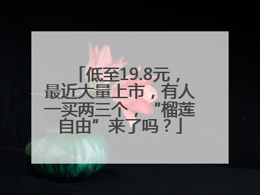 低至19.8元，最近大量上市，有人一买两三个，“榴莲自由”来了吗？