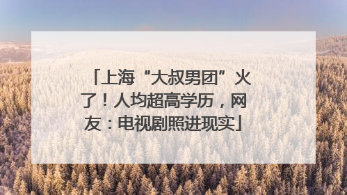 上海“大叔男团”火了！人均超高学历，网友：电视剧照进现实