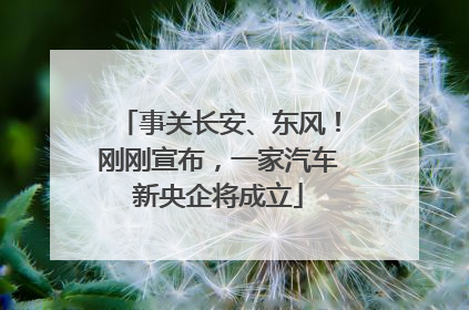事关长安、东风！刚刚宣布，一家汽车新央企将成立