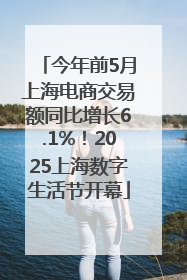 今年前5月上海电商交易额同比增长6.1%！2025上海数字生活节开幕