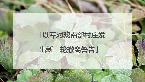 以军对黎南部村庄发出新一轮撤离警告
