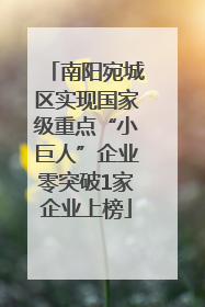 南阳宛城区实现国家级重点“小巨人”企业零突破1家企业上榜