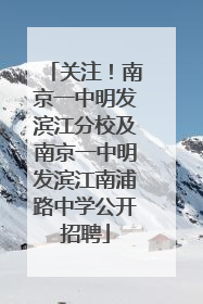 关注！南京一中明发滨江分校及南京一中明发滨江南浦路中学公开招聘