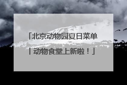 北京动物园夏日菜单丨动物食堂上新啦！