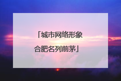 城市网络形象合肥名列前茅
