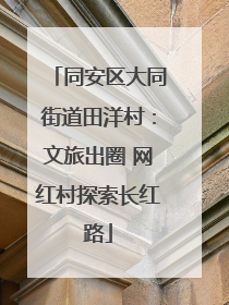 同安区大同街道田洋村：文旅出圈 网红村探索长红路