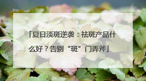 夏日淡斑逆袭：祛斑产品什么好？告别“斑”门弄斧