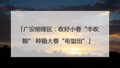 广安前锋区：收好小春“丰收粮” 种稳大春“希望田”