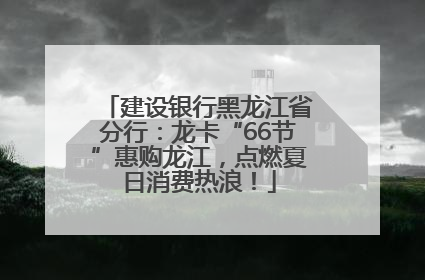 建设银行黑龙江省分行：龙卡“66节”惠购龙江，点燃夏日消费热浪！