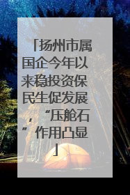 扬州市属国企今年以来稳投资保民生促发展，“压舱石”作用凸显