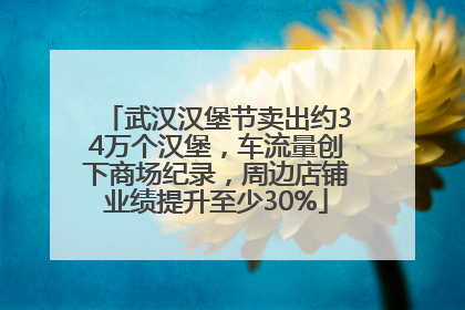 武汉汉堡节卖出约34万个汉堡，车流量创下商场纪录，周边店铺业绩提升至少30%