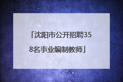 沈阳市公开招聘358名事业编制教师