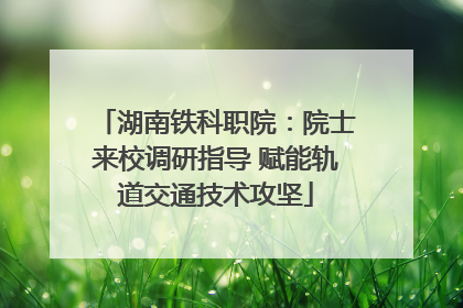 湖南铁科职院：院士来校调研指导 赋能轨道交通技术攻坚