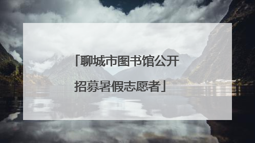 聊城市图书馆公开招募暑假志愿者