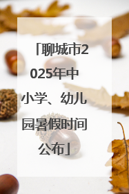 聊城市2025年中小学、幼儿园暑假时间公布
