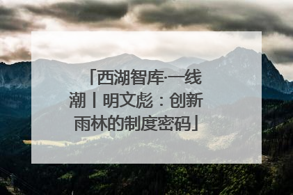 西湖智库·一线潮丨明文彪：创新雨林的制度密码