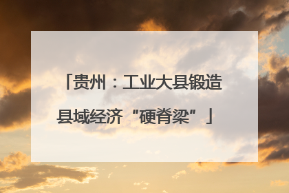贵州：工业大县锻造县域经济“硬脊梁”