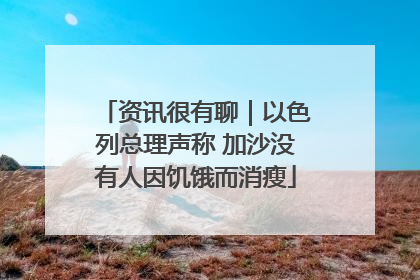 资讯很有聊｜以色列总理声称 加沙没有人因饥饿而消瘦