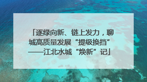 逐绿向新、链上发力，聊城高质量发展“提级换挡”——江北水城“焕新”记