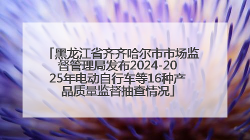黑龙江省齐齐哈尔市市场监督管理局发布2024-2025年电动自行车等16种产品质量监督抽查情况