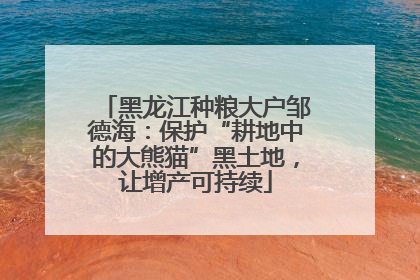 黑龙江种粮大户邹德海：保护“耕地中的大熊猫”黑土地，让增产可持续